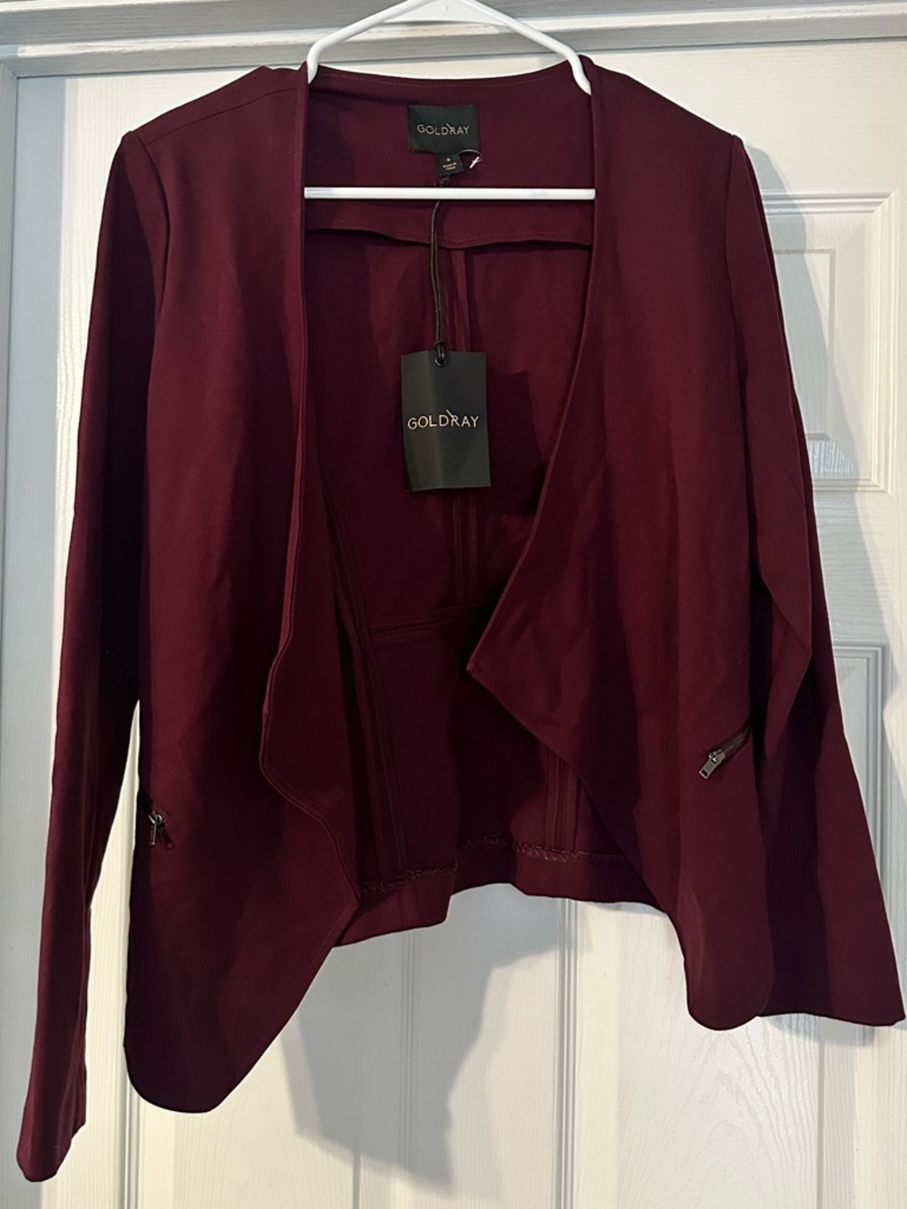 Goldray Women's Draped Maroon Blazer
